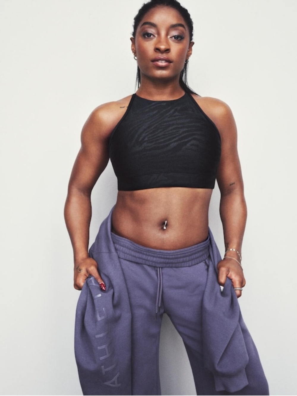 NWOT Athleta Simone Biles Collab Zebra Shine High Neck Bra